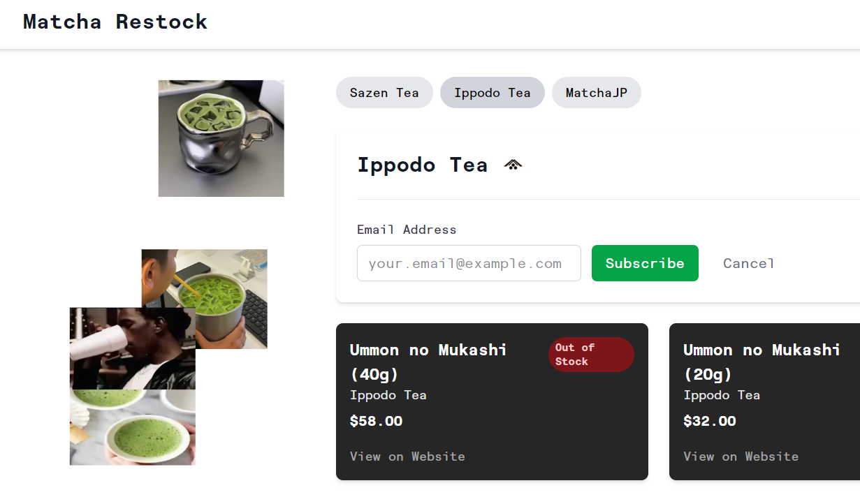 Matcha Restock Project Screenshot
